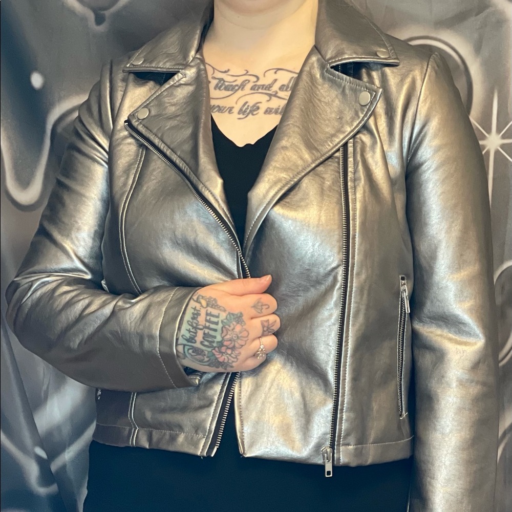 Silver moto jacket